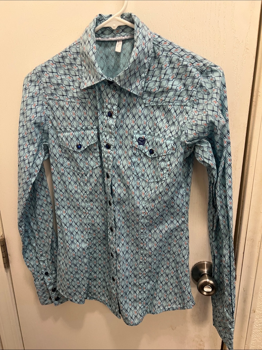 Cinch Men's Light Blue Geometric Western Button-Down Shirt